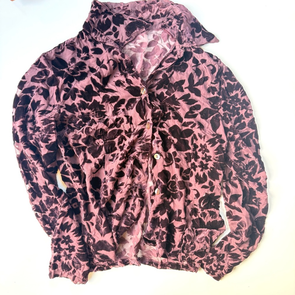 Y2K Astuces Mauve Floral Long Sleeve, 2